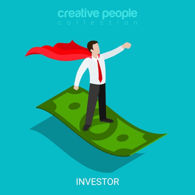 Flat 3d isometric investor funding evangelist concept