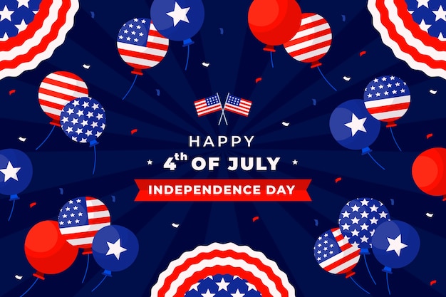 Flat 4th of july background with balloons