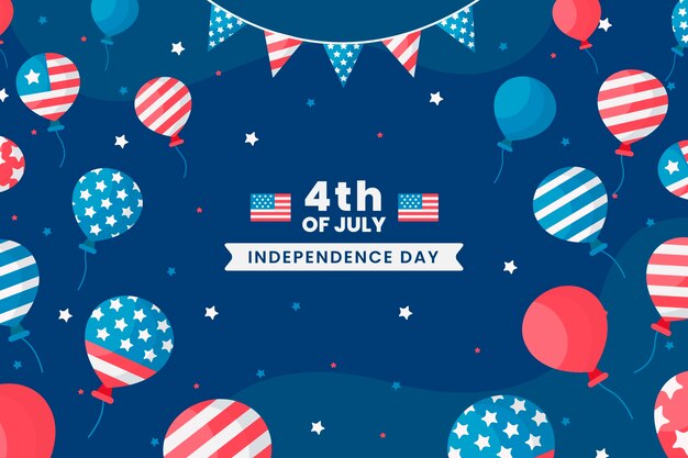 Flat 4th of july background with balloons