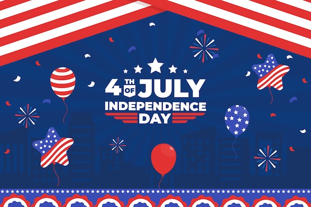 Flat 4th of july background with balloons