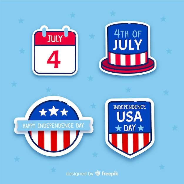 Free vector flat 4th of july badge collection