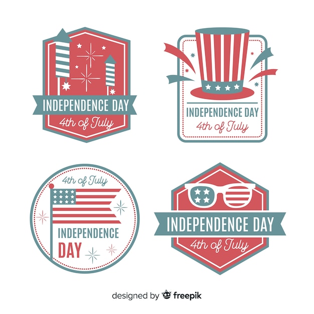 Free vector flat 4th of july badge collection