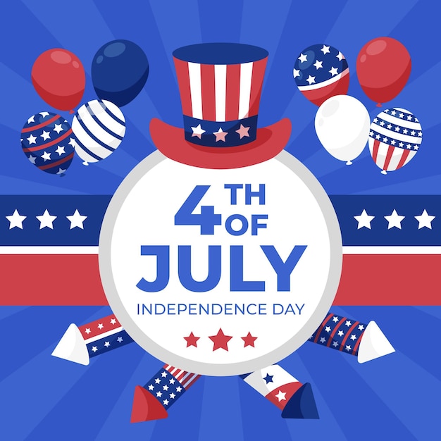 Flat 4th of july - independence day balloons background