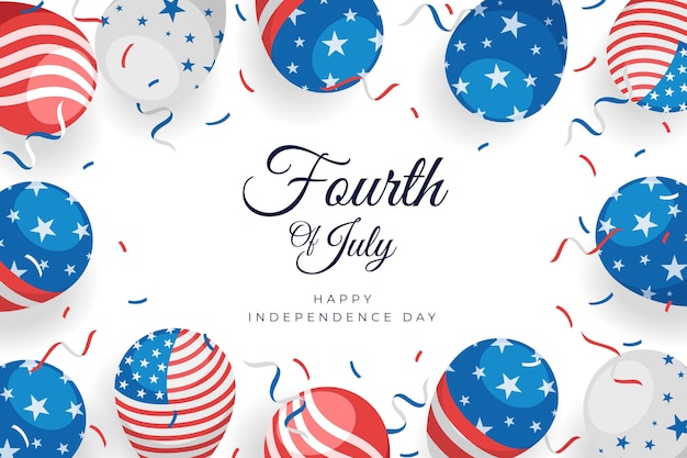 Flat 4th of july - independence day balloons background