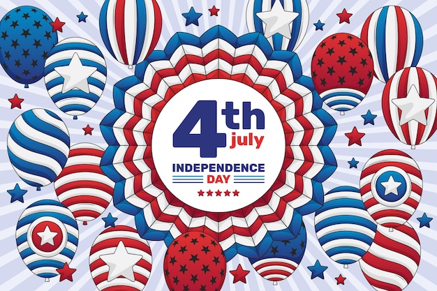 Free vector flat 4th of july - independence day balloons background