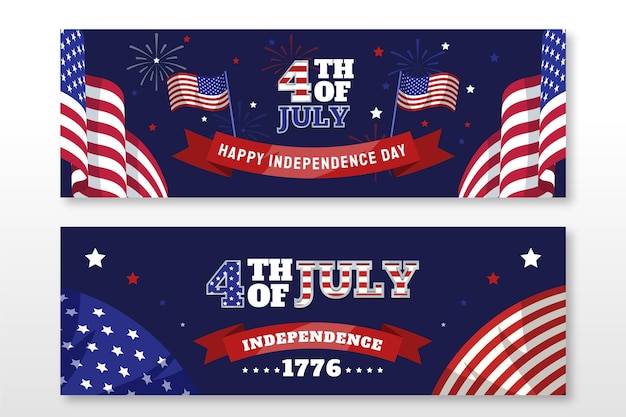 Flat 4th of july - independence day banners set