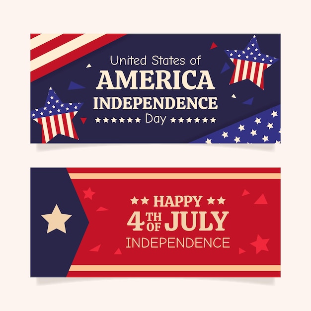 Flat 4th of july - independence day banners set