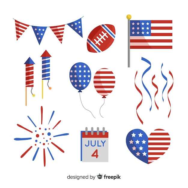 Flat 4th of july - independence day element collection