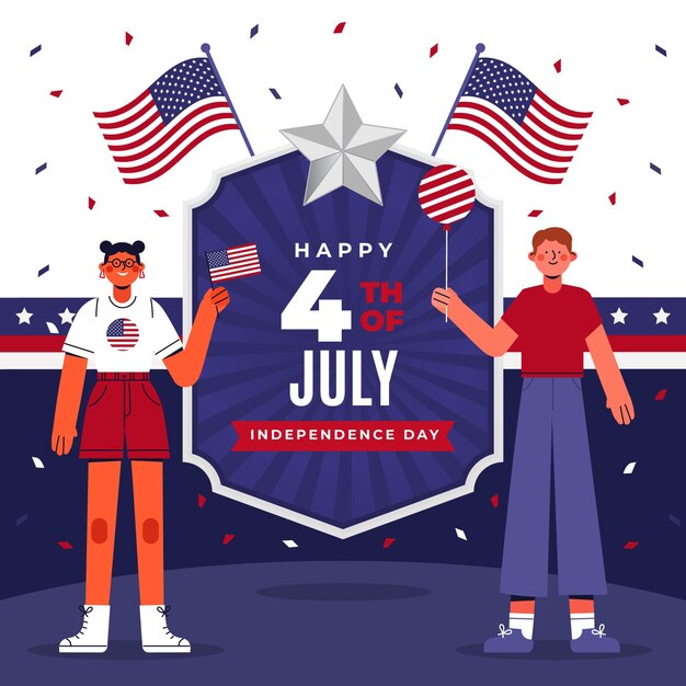 Flat 4th of july - independence day illustration