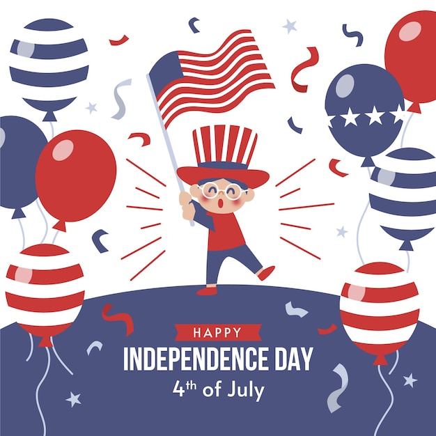 Flat 4th of july - independence day illustration