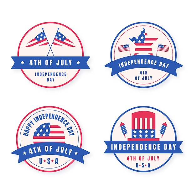 Flat 4th of july - independence day label collection