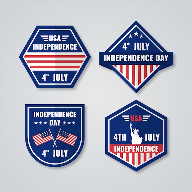 Free Vector flat 4th of july - independence day label collection