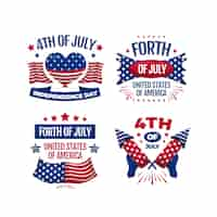 Free vector flat 4th of july labels collection