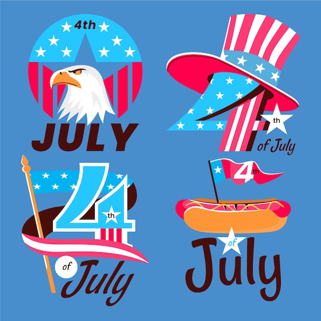 Free vector flat 4th of july labels collection