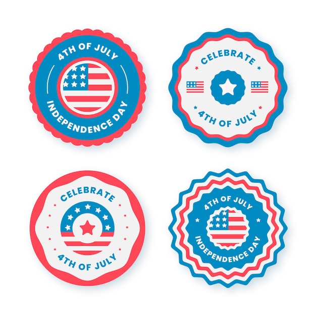 Flat 4th of july labels collection