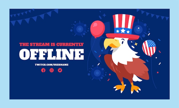 Flat 4th of july twitch background