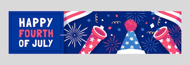 Free Vector flat 4th of july twitch banner