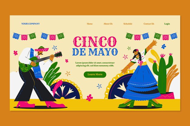 Free Vector flat 5 de mayo landing page template