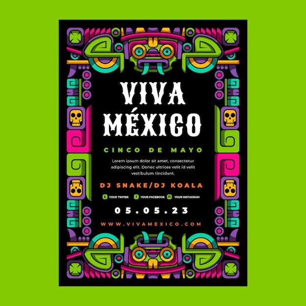 Flat 5 de mayo poster template