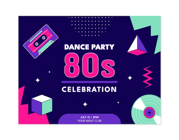 Free Vector flat 80s party photocall template