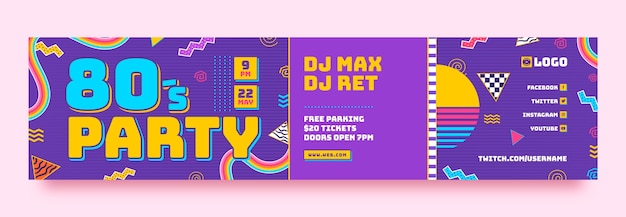 Flat 80s party twitch banner