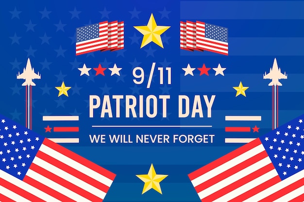 Free vector flat 9.11 patriot day illustration