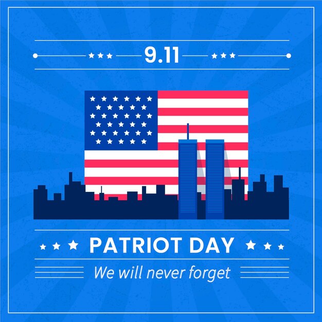 Flat 9.11 patriot day illustration