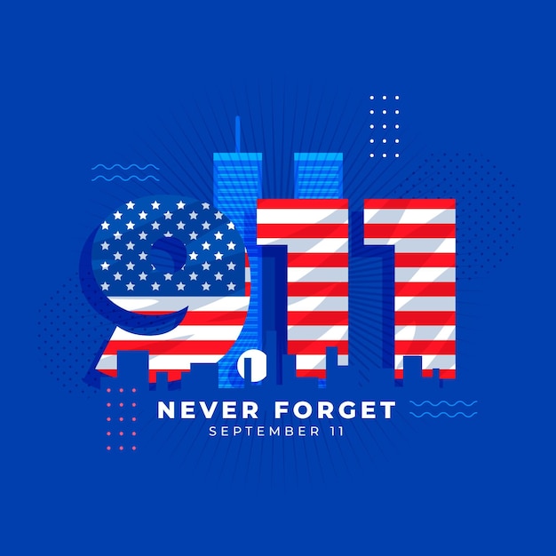 Free vector flat 9.11 patriot day illustration