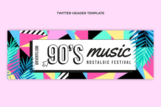 Flat 90s music festival twitter header