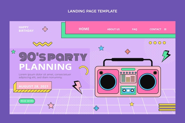 Flat 90s nostalgic birthday landing page