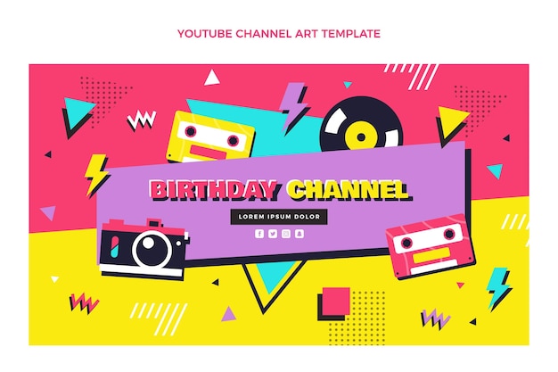 Flat 90s nostalgic birthday youtube channel