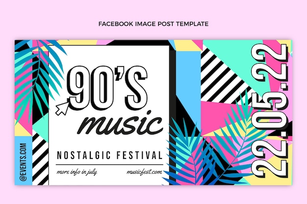 Flat 90s nostalgic music festival facebook post