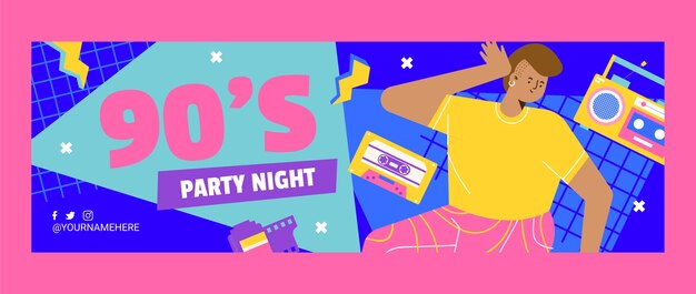 Flat 90s party twitter header