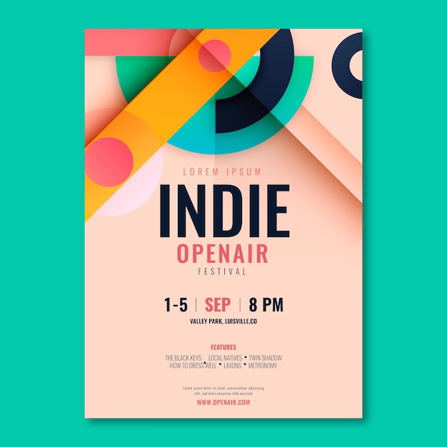 Flat a5 flyer template indie fest