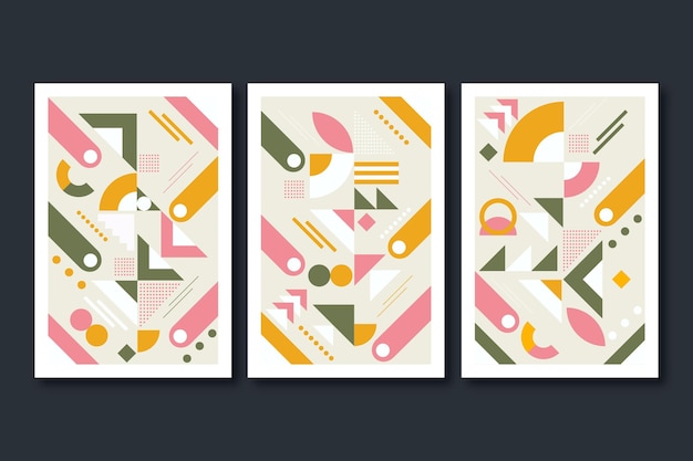 Free Vector flat abstract art cover collection