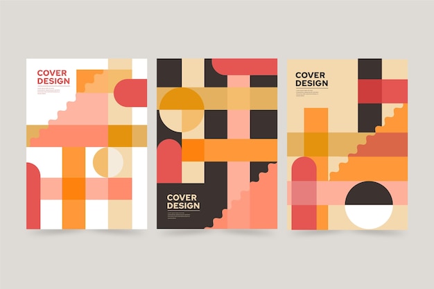 Flat abstract art cover collection