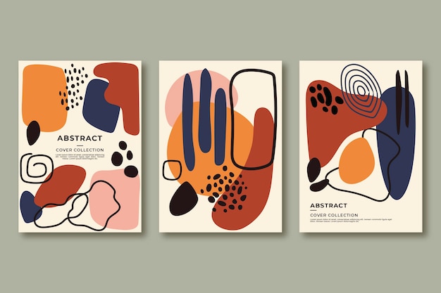 Flat abstract art cover collection