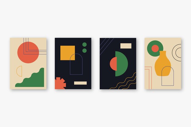 Flat abstract art cover collection