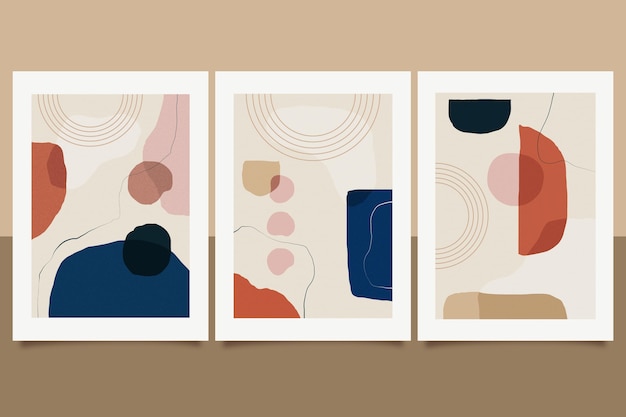 Flat abstract art cover collection