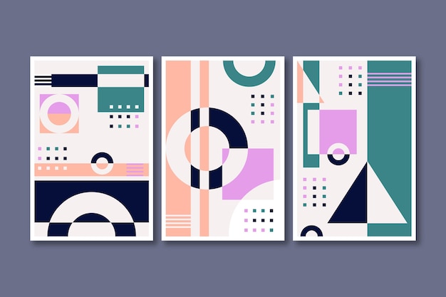 Free Vector flat abstract art cover collection