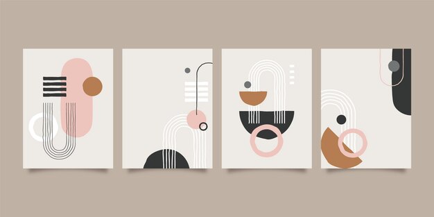 Flat abstract art cover collection