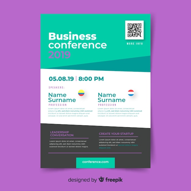 Free Vector flat abstract business conference flyer template