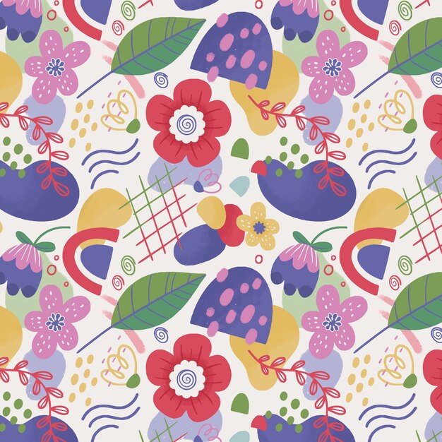 Flat abstract doodle pattern design