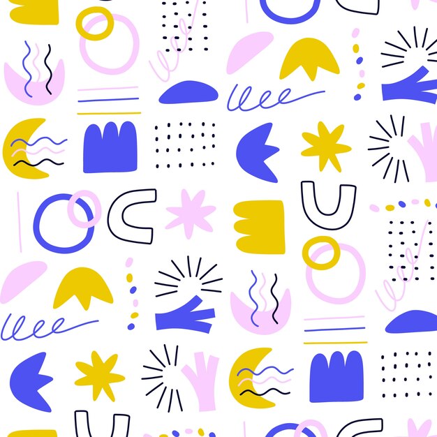 Flat abstract doodle pattern design