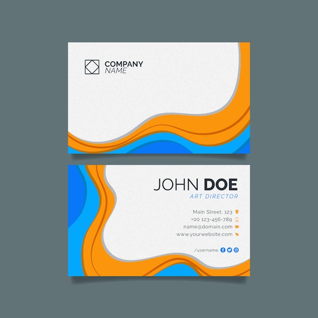 Flat abstract double-sided horizontal business card template