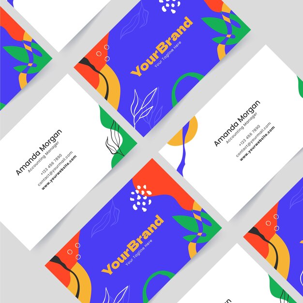 Flat abstract double-sided horizontal business card template