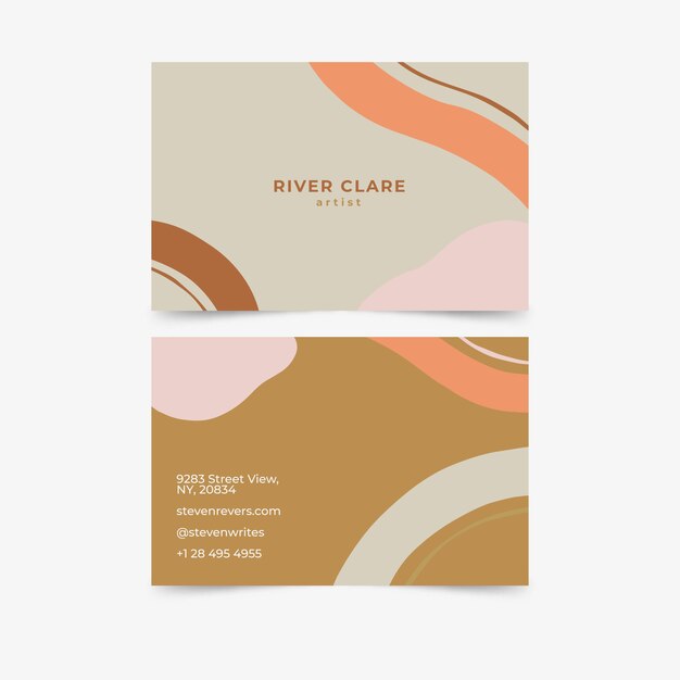 Flat abstract double-sided horizontal business card template