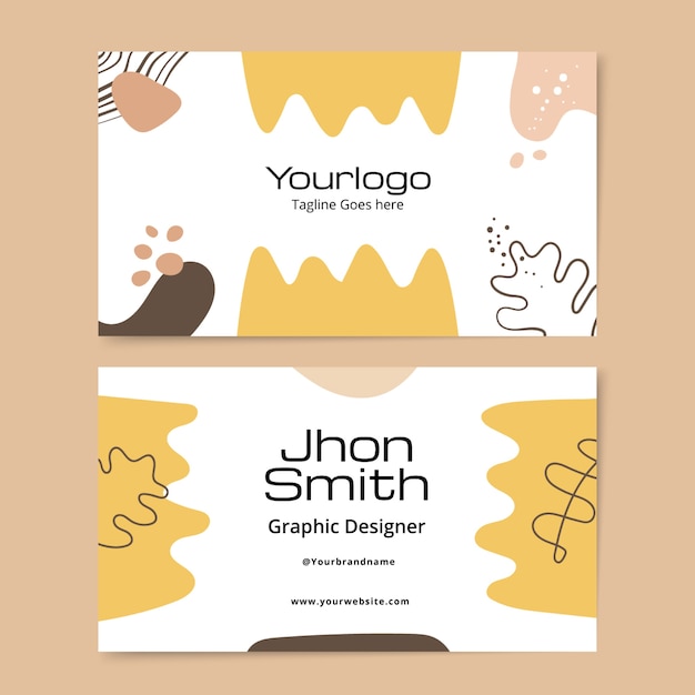 Flat abstract double-sided horizontal business card template