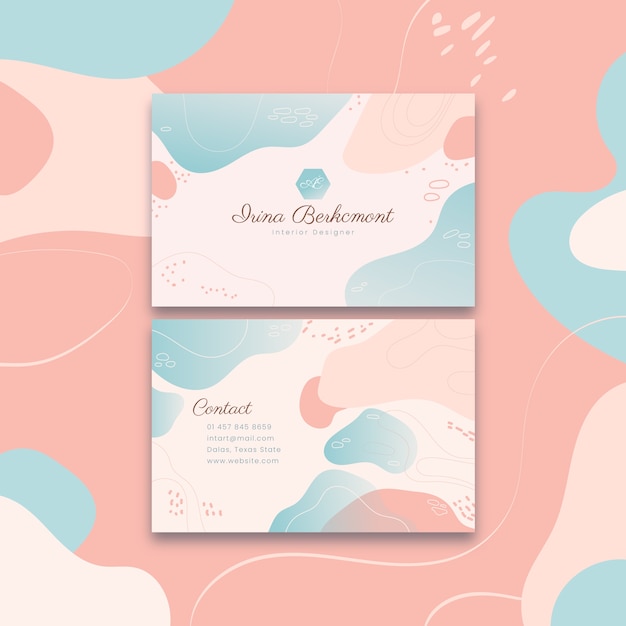 Flat abstract double-sided horizontal business card template