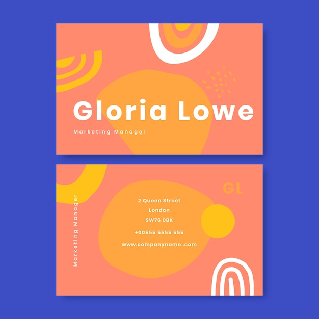 Free vector flat abstract double-sided horizontal business card template